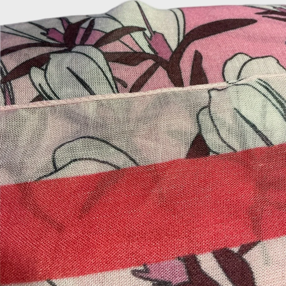 Furla Pink Floral Oversized Scarf Wrap Shawl Stole 72” x 27”